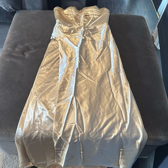 Women’s Full Length Prom Party Dress Criss Cross Straps Leg Slit Size 8 NEW - Picture 12 of 14